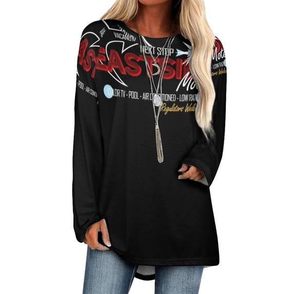 2024 Eastside Motel Lotus Leaf Neck T-Shirt Long Sleeve Women's T Shirt Elegant Fashion Tops & Tees Motel Eastside Hotel Regulators