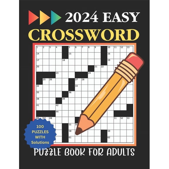 2024 Easy Crossword Puzzle Book for Adults, (Paperback)