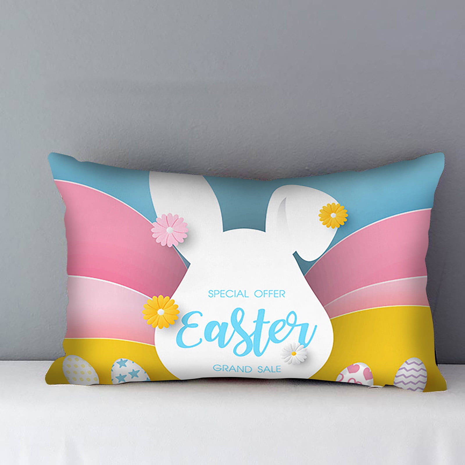 ECHOYY Easter Bunny Pattern Cushion Cover Decorates Living Room Sofa