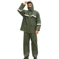 thumbnail image 1 of 2024 End-of-year Clearance! 2 Piece Raincoat Suit Unisex Outdoor Waterproof Windproof High Reflective High Performance Durable Rain Gear Hooded Jacket Thickened Riding Raincoat Set - Army Green, 1 of 4