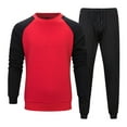 thumbnail image 1 of 2024 End-of-year Clearance! Men's 2 Piece Sweatsuits Outfits Casual Colorblock Crewneck Pullover Sweatshirt Joggers Sweatpants Set Tracksuit - Red, 1 of 8
