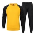 thumbnail image 1 of 2024 End-of-year Clearance! Men's 2 Piece Sweatsuits Outfits Casual Colorblock Crewneck Pullover Sweatshirt Joggers Sweatpants Set Tracksuit - Yellow, 1 of 8