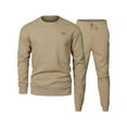 thumbnail image 1 of 2024 End-of-year Clearance! Men's Tracksuit 2 Piece Outfits Sportswear Crewneck Sweatshirt Jogger Sweatpants Suit Sportswear Long Sleeve Loungewear Sets - Khaki, 1 of 4