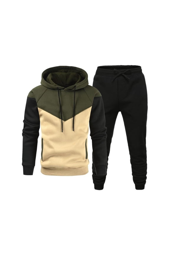 2024 End-of-year Clearance! Men's Tracksuit 2 Piece Suits Pullover Sweatshirt Joggers Sweatpants Sweatsuit Set Casual Sportswear Athletic Suit Set With Kangaroo Pockets - Green