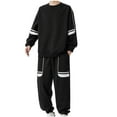 thumbnail image 1 of 2024 End-of-year Clearance! Men's Tracksuits 2 Piece Outfits Casual Colorblock Pullover Sweatshirts Jogging Pants Sweatsuits for Men Sportswear Suits - Black, 1 of 4