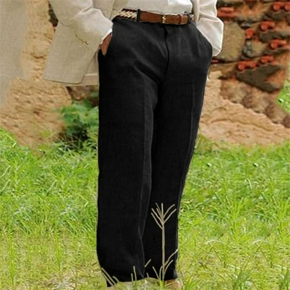 2024 End-of-year Clearance! Mens Casual Straight Pants Lightweight Solid Color Sweatpants Loose Fit Athletic Jogger Trouser With Double Pleated Front Pocket on Sale Savings