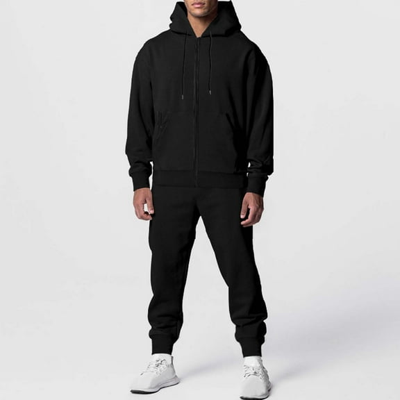 2024 End-of-year Clearance! Mens Tracksuit 2 Piece Hoodie Jogging Sweatsuits With Pockets Casual Running Sport Hoodie Overshirt and Sweatpants Set for Men - Red