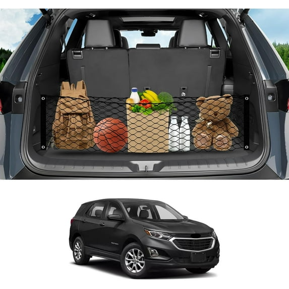 2024 Equinox Envelope Style Cargo Net for 2018-2024 Chevy Equinox/GMC Terrain, Elastic Heavy Duty Rear Trunk Cargo Net for Equinox Nylon Mesh Netting with Metal Hooks