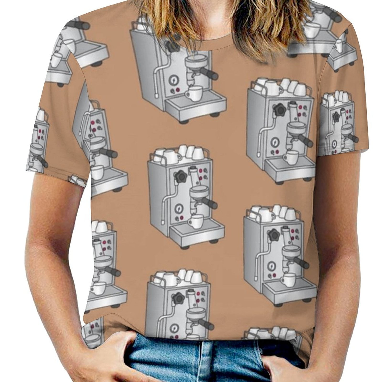 2024 Espresso Machine FilterHolder Ruffle Short Sleeve TShirt Women's