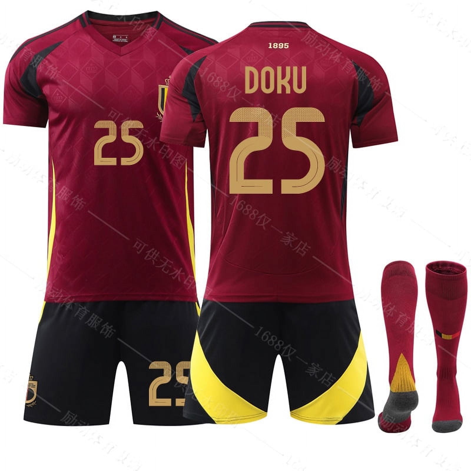 2024 European Cup Belgium Home Jersey No. 7 Deblau's Football Uniform