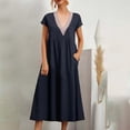 thumbnail image 1 of 2024 European And Solid Color Lace V Neck Sleeveless Loose And Linen Pocket Dress Women Dresses below The Knee Womens Long Dresses Ladies Maxi Dress Womens Dresses Dresses Casual Women Summer Dress, 1 of 4