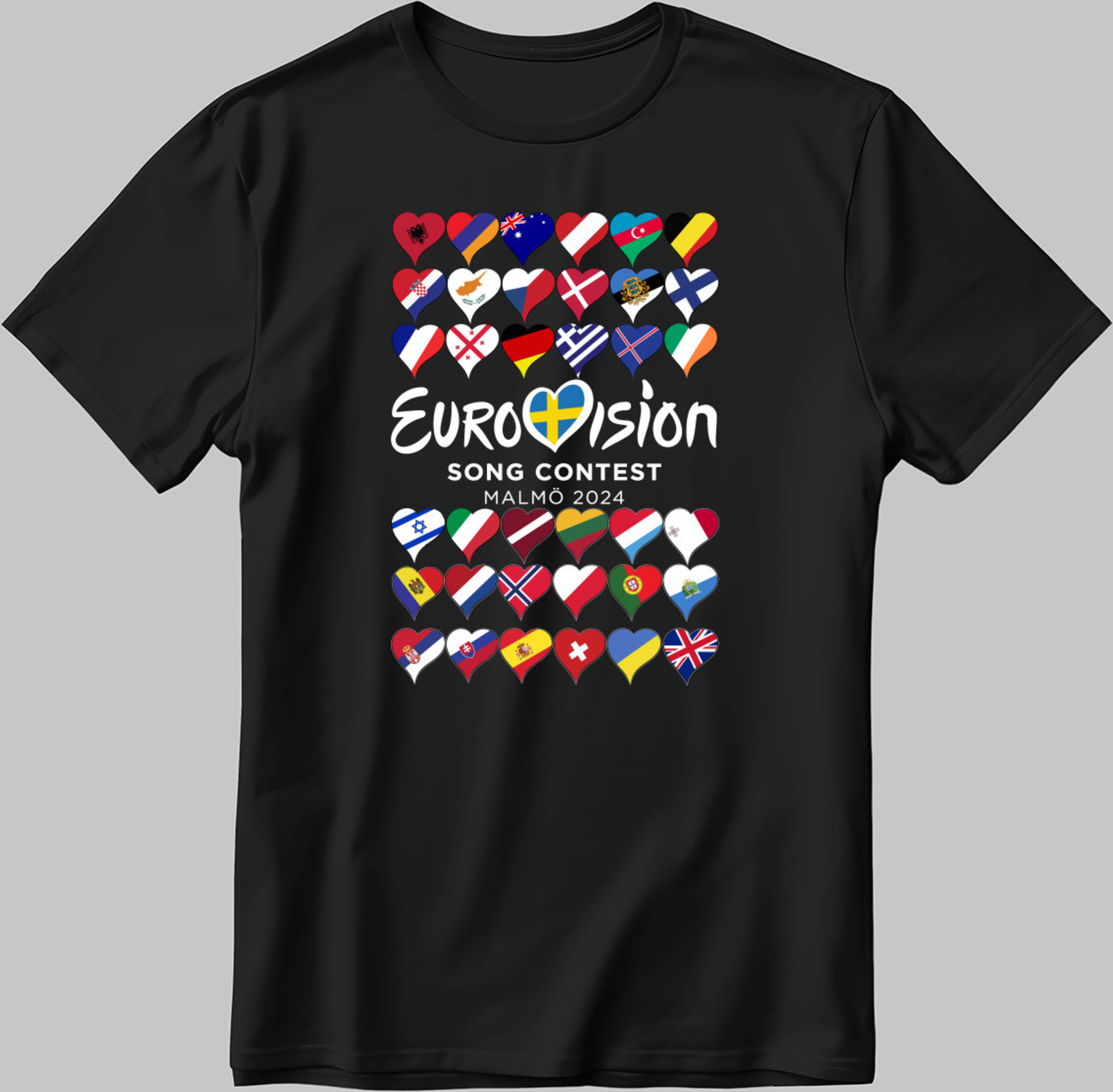 2024 Eurovision Song Contest Malmö Short Sleeve Black Men's / Women's