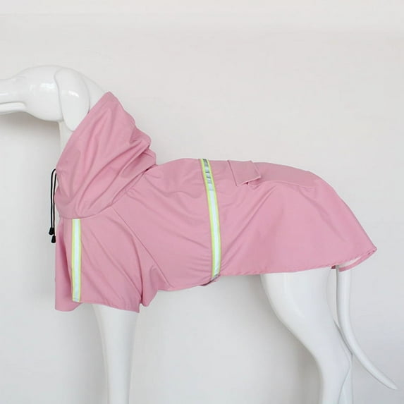 2024 Explosion Large Dog Raincoat Poncho with Reflective Strip Leashable Outdoor Rain Rush Coat Windproof Hooded Dog Raincoat (Pink,XL (5-9KG))