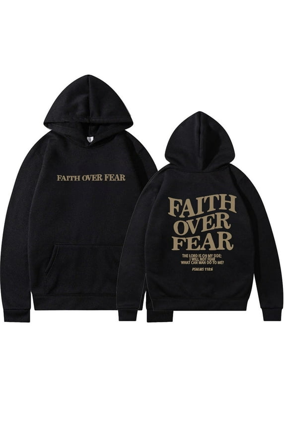 2024 Faith Over Fear Christian Hoodie Christian Sweatshirt Jesus Hoodie Trendy Hoodie Bible Verse Shirt Unisex Aesthetic Clothes
