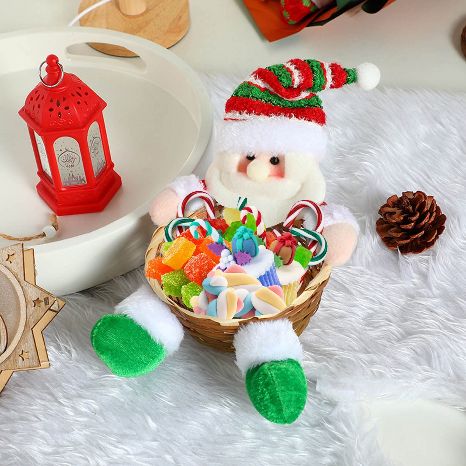 2024 Fall Christmas Candy Storage Basket Santa Snowman Candy Bowl Candy