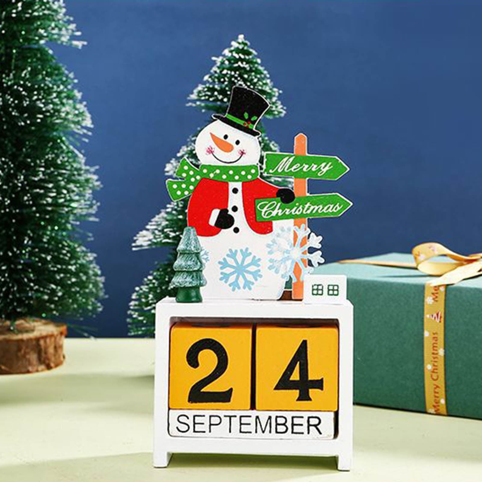 2024 Fall Clearance Sale Christmas Decorations Wooden Calendar Ornament