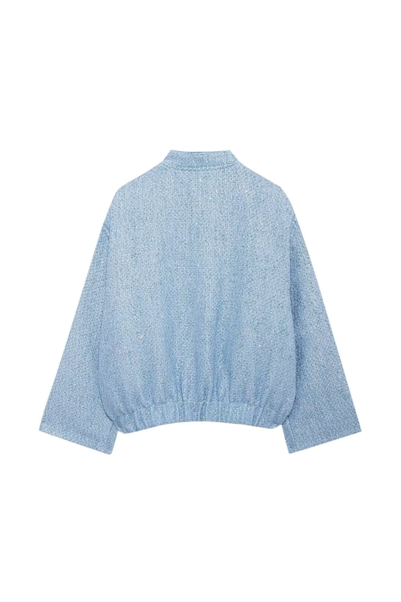 2024 Fall Fashion Sequined Boucle Jacket For Women Plus Size Coat Elegant Sparkling Outerwear Comfortable Stylish Winter