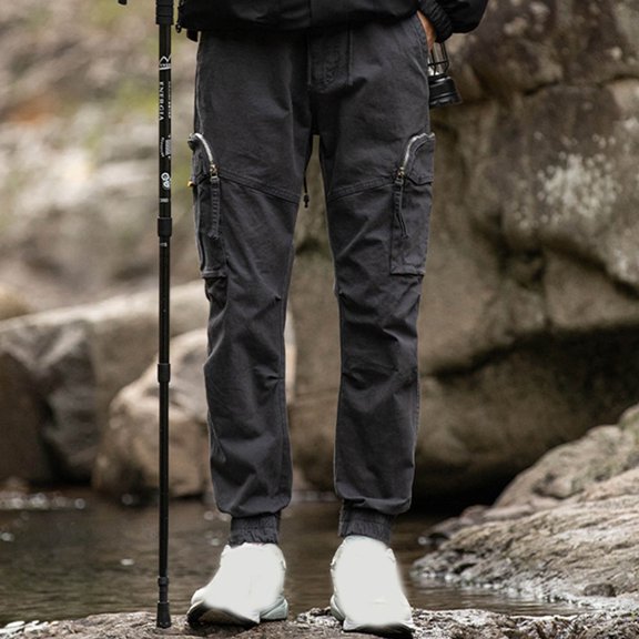 2024 Fall Saving! Cargo Pants for Men Multi Pockets Work Wear Combat Sweatpants Casual Zipper Elastic Waist Loose Joggers Hiking Trousers Clearance $50 & under !