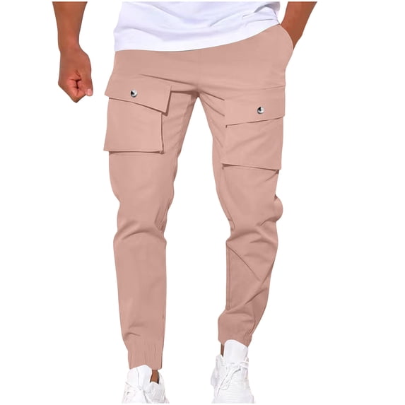 2024 Fall Saving! Men's Cargo Pants Casual Solid Athletic Trousers Outdoor Multi-Pocket Sweatpants Work Pants For Men Clearance $25 & under !