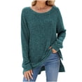 thumbnail image 1 of 2024 Fall Winter Long Sweater Pullover Women Teen Girls Trendy Side Split Knit Jumper Tops Long Sleeve Oversize Top, 1 of 3