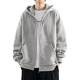 thumbnail image 1 of 2024 Fall Winter Warm Fleece Hooded Sweatshirt Mens Zip-up Coats With Hooded Casual Men Solid Long Sleeve Oversize Hoodie Jacket, 1 of 6