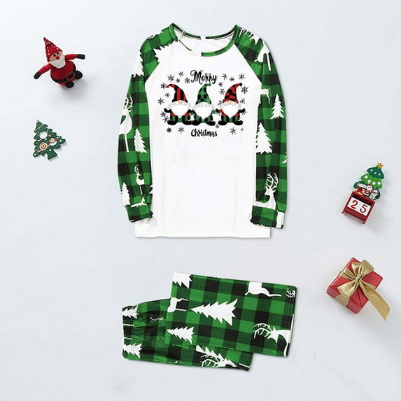 2024 Family Christmas Pajamas Matching Sets and Dog Green Plaid Shirt Pants Printed Cozy Holiday Xmas Sleepwear Pjs Set Dad M