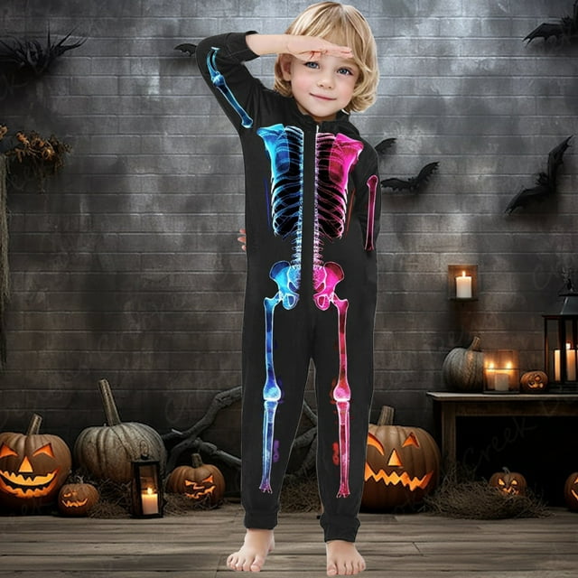 2024 Family Matching Outfit Halloween Costume Fluorescent Skeleton