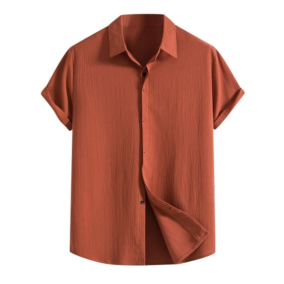 2024 Fashion Cotton Linen Shirt for Men Simple Classic Solid Lapel Button-down Shirts Casual Travel Vacation Outfits