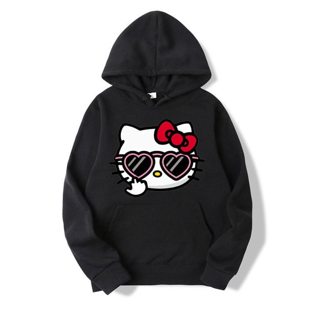 2024 Fashion Kawaii Sanrio Hello Kitty Animation Hoodie Women Solid ...