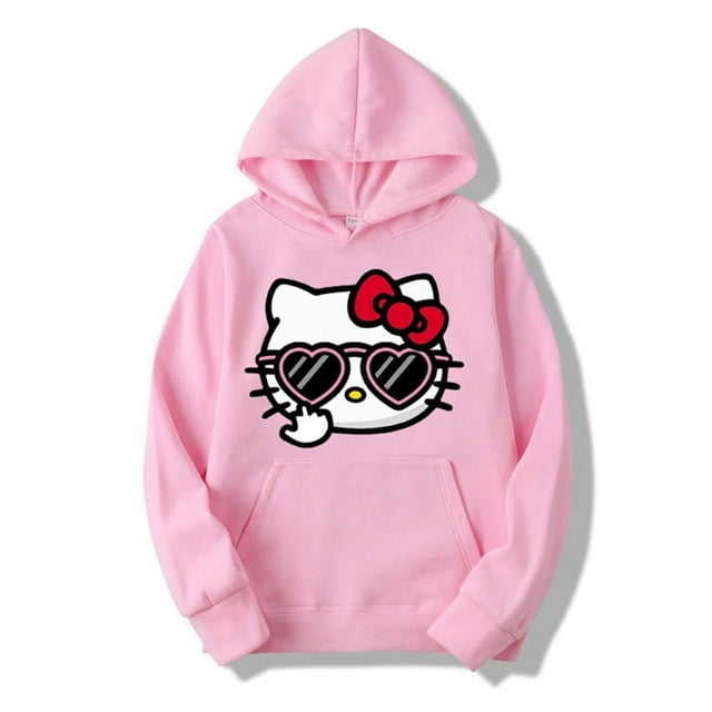 2024 Fashion Kawaii Sanrio Hello Kitty Animation Hoodie Women Solid
