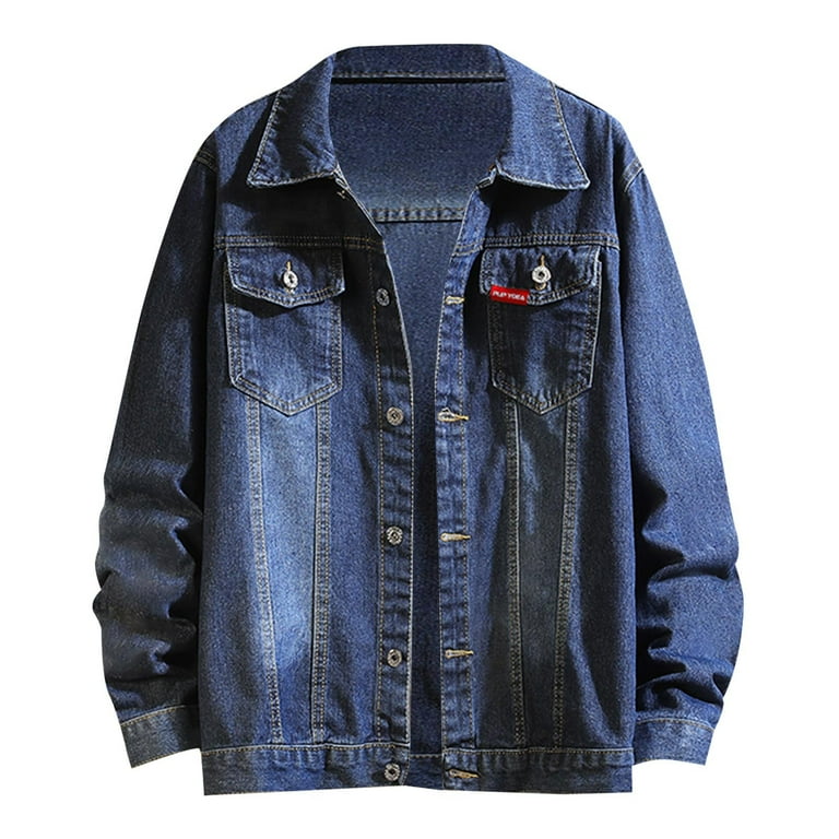 2024 Fashion New Style Mens Spring and Autumn Ac Coats Fashion Leisure Solid Color Winter Coat Buckle Lapel Denim Jacket Ring Jacket Men Coat Discounted price Walmart