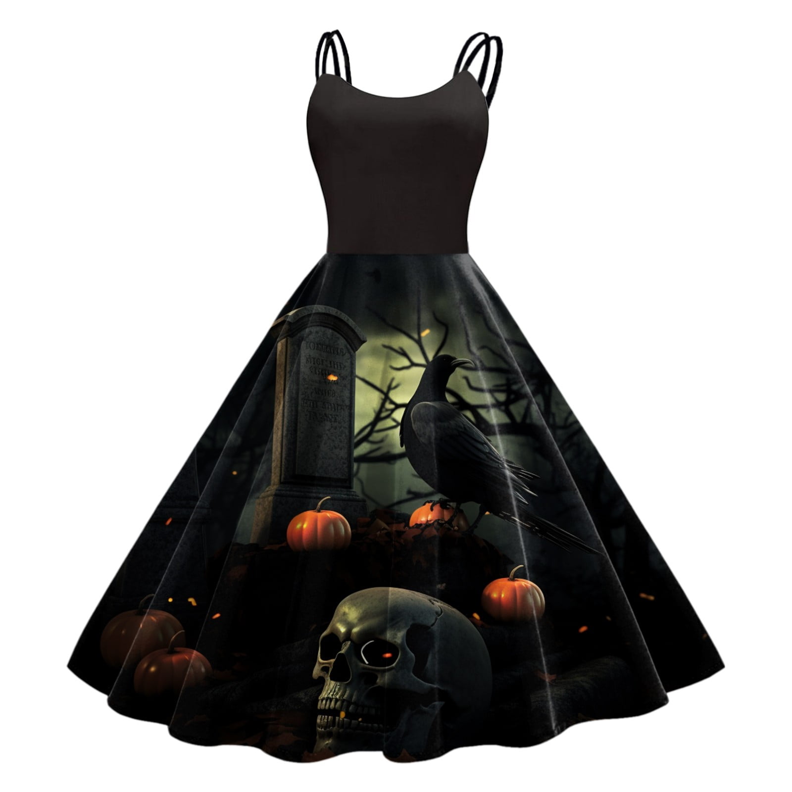 2024 Fashion Trendy Halloween Dress for Women Women Print Sleeveless