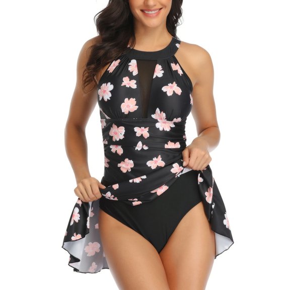 2024 Fashion Women Beach Bikini,Slimming One-piece Swimsuit Sports Mesh Skirt Bikini Swimsuit,Swimwear Tummy Control Bathing Suit