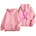 thumbnail image 1 of 2024 Fashion Women's Autumn And Winter Cancer Day Ribbon Feather Print Zipper Long Sleeve Pocket Drawstring Casual Sports Hooded Sweatshirt Hooded Women Pullover Clothe Top Sweatshirt Hoodies Sleep, 1 of 4