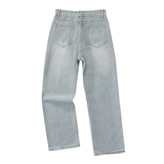 2024 Fashionable Design Sense Light Colored Straight And Perforated Floor Dragging Wide Legged Jeans