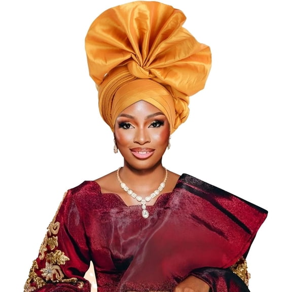 2024 Female Turban Cap Women's Auto gele Headtie Nigeria Silk Fan Gele Wedding Party Wraps Headwear Turbante