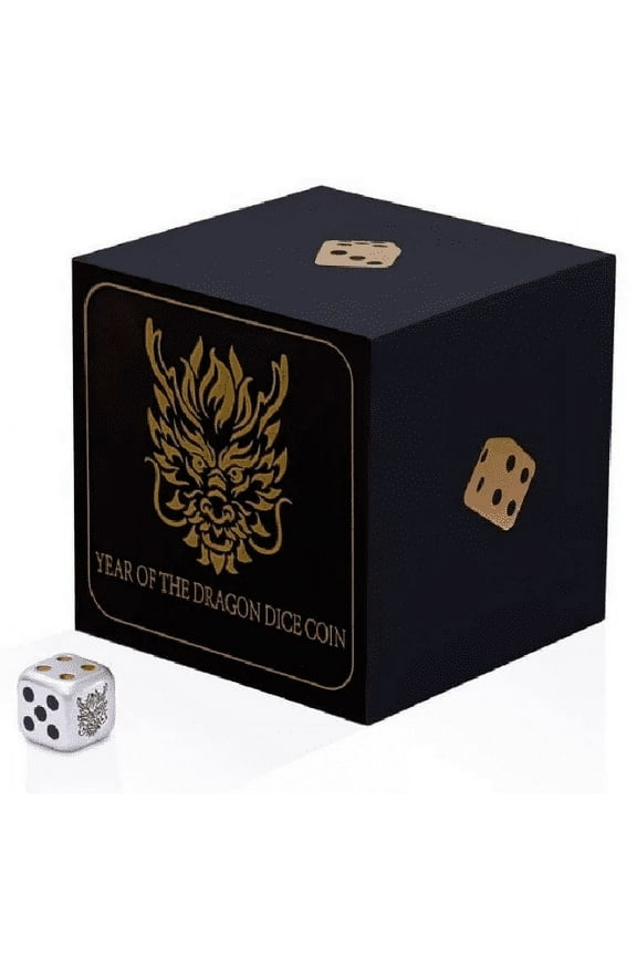 2024 Fiji Year of the Dragon Rolling Dice 1 oz Colorized Antique Silver Coin