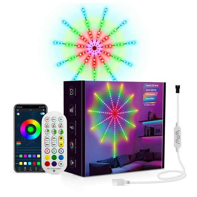 2024 Firework LED Fairy Lights with Remote Control Sync with Music LED