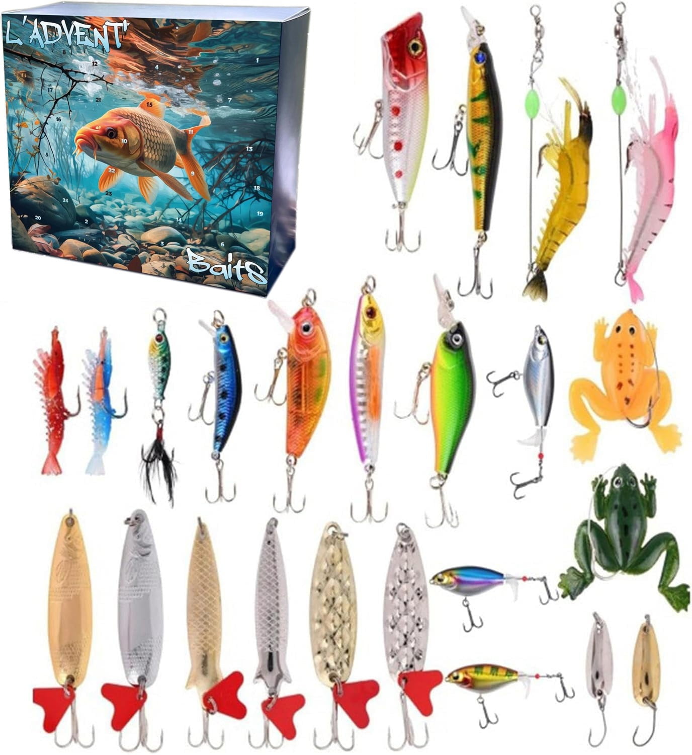 2025 Fishing Lure Advent Calendar for Adult Men & Teen Boys 24 Days