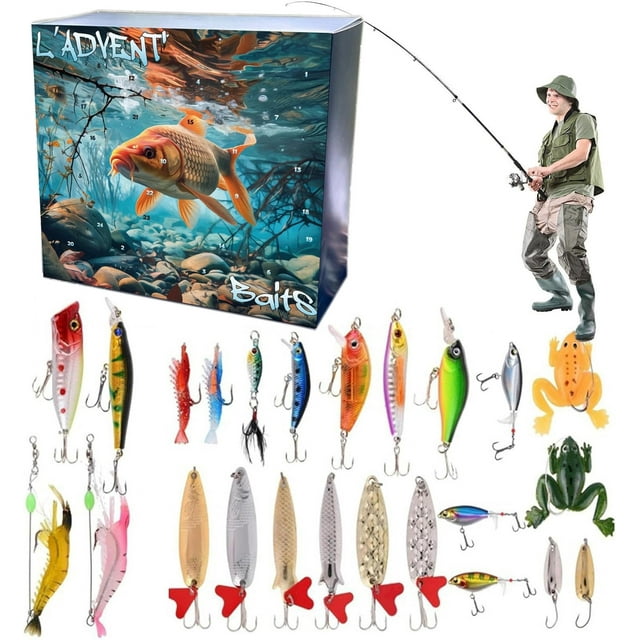 2024 Fishing Lure Advent Calendar for Fishing Lovers Adult Men, Teen