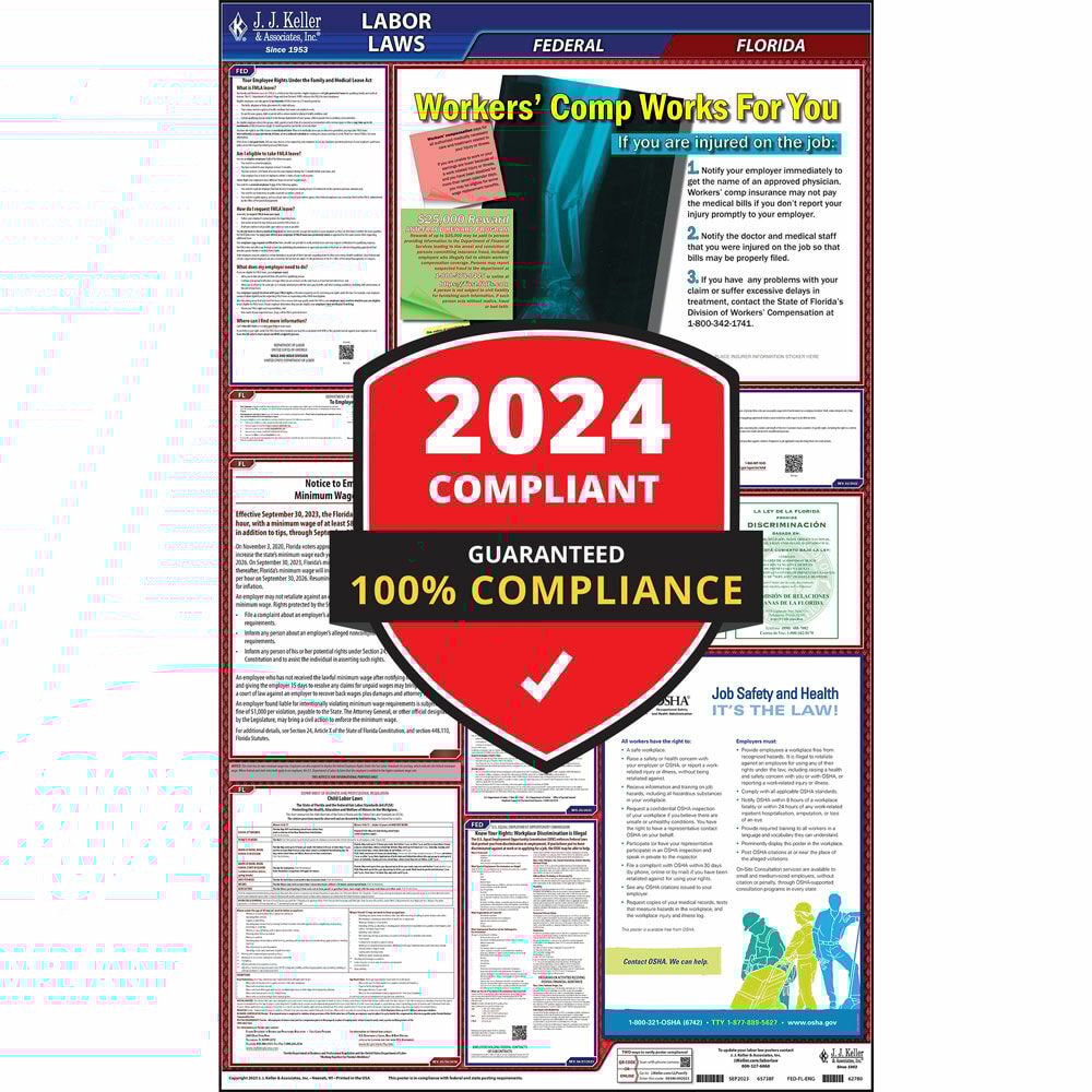 2024 Florida and Federal Labor Law Poster (English, FL State) OSHA