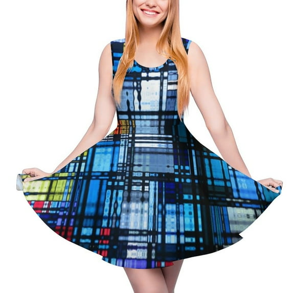 2024 Flower Power Dress Retro 60s Trendy Dresses Sleeveless Street Fashion Print Skate Dress Summer Female Oversize Clothes