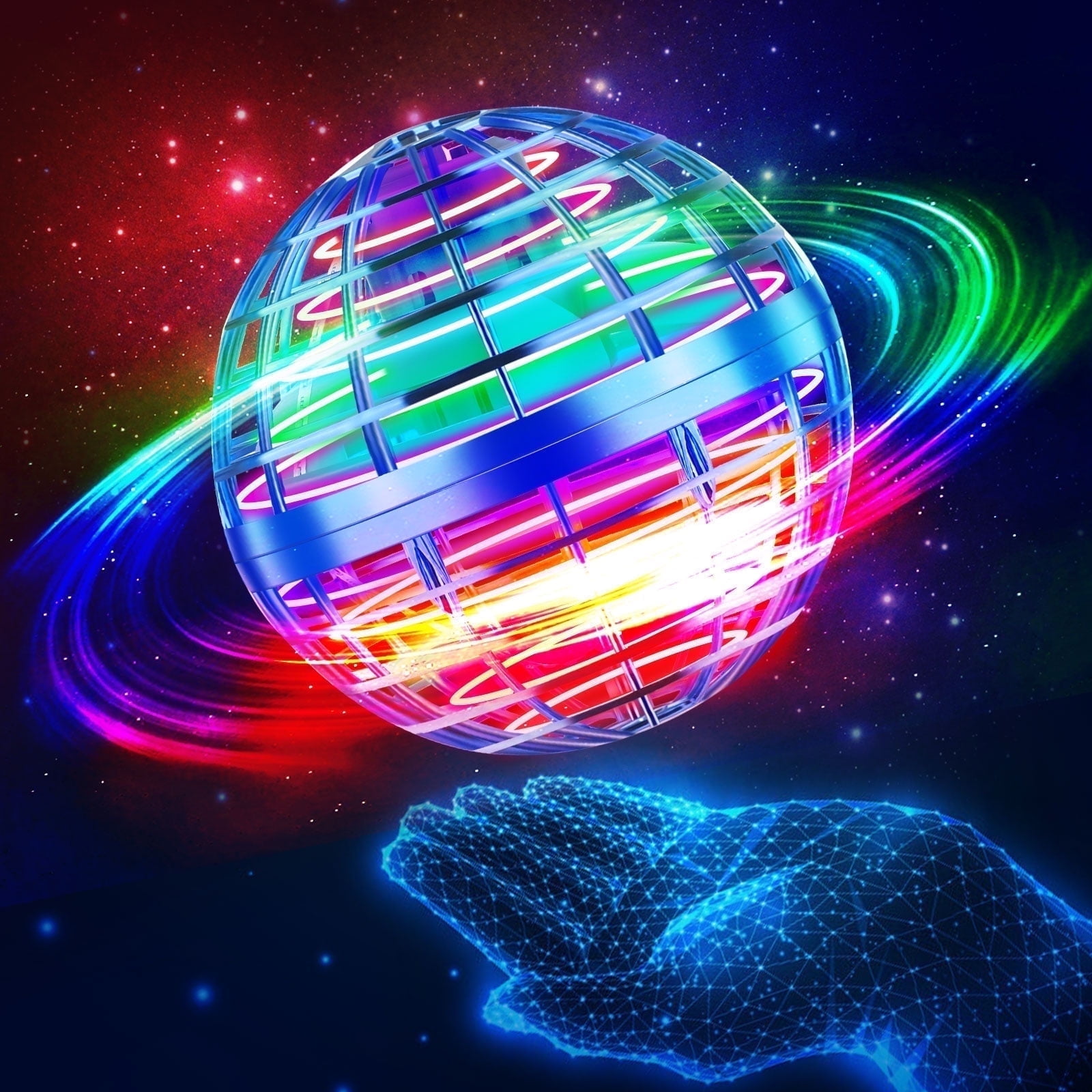 2025 Flying Orb Ball Toy, Flying Ball Drone Hand Controlled, Flying Orb Ball Toys with LED Light,Cosmic Globe Flying Spinner for 6 7 8 9+ Year Old Boys Girls Adults Christmas Birthday Gifts