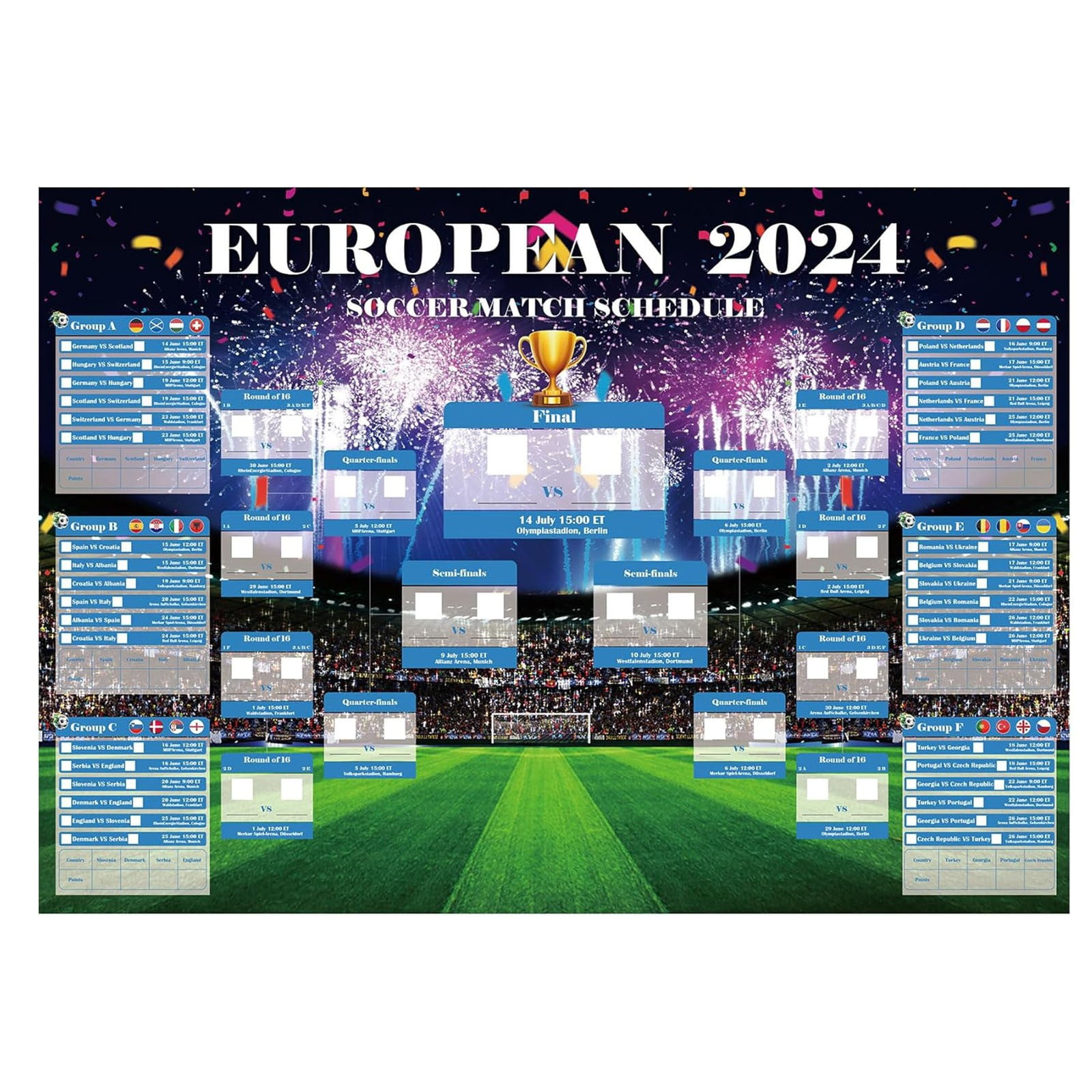 2024 Football Championship Schedule Poster European Cup 2024 Wallchart