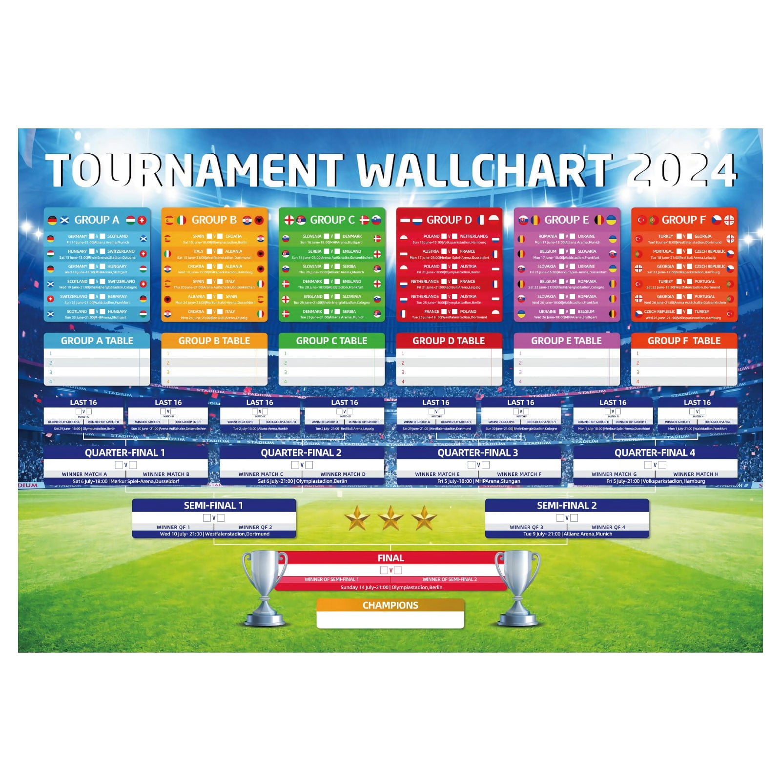 2025 Football Championship Schedule Poster European Cup 2025 Wallchart