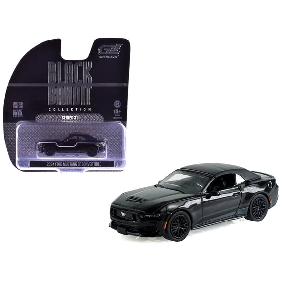 2024 Ford Mustang GT Convertible Black "Black Bandit" Series 31 1/64 Diecast Model Car by Greenlight