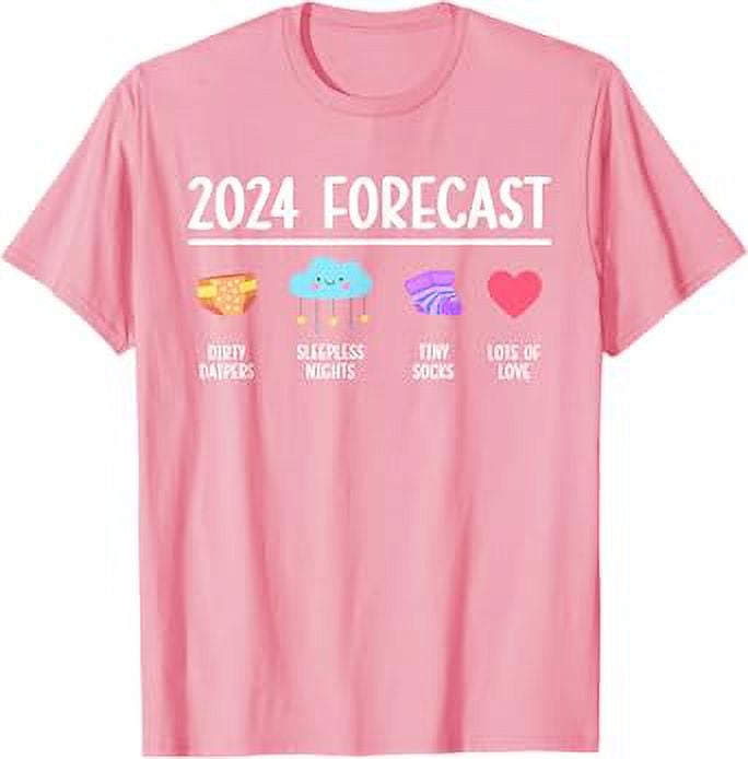 2024 Forecast Pregnant Baby Shower Gender Reveal Boys Girls TShirt