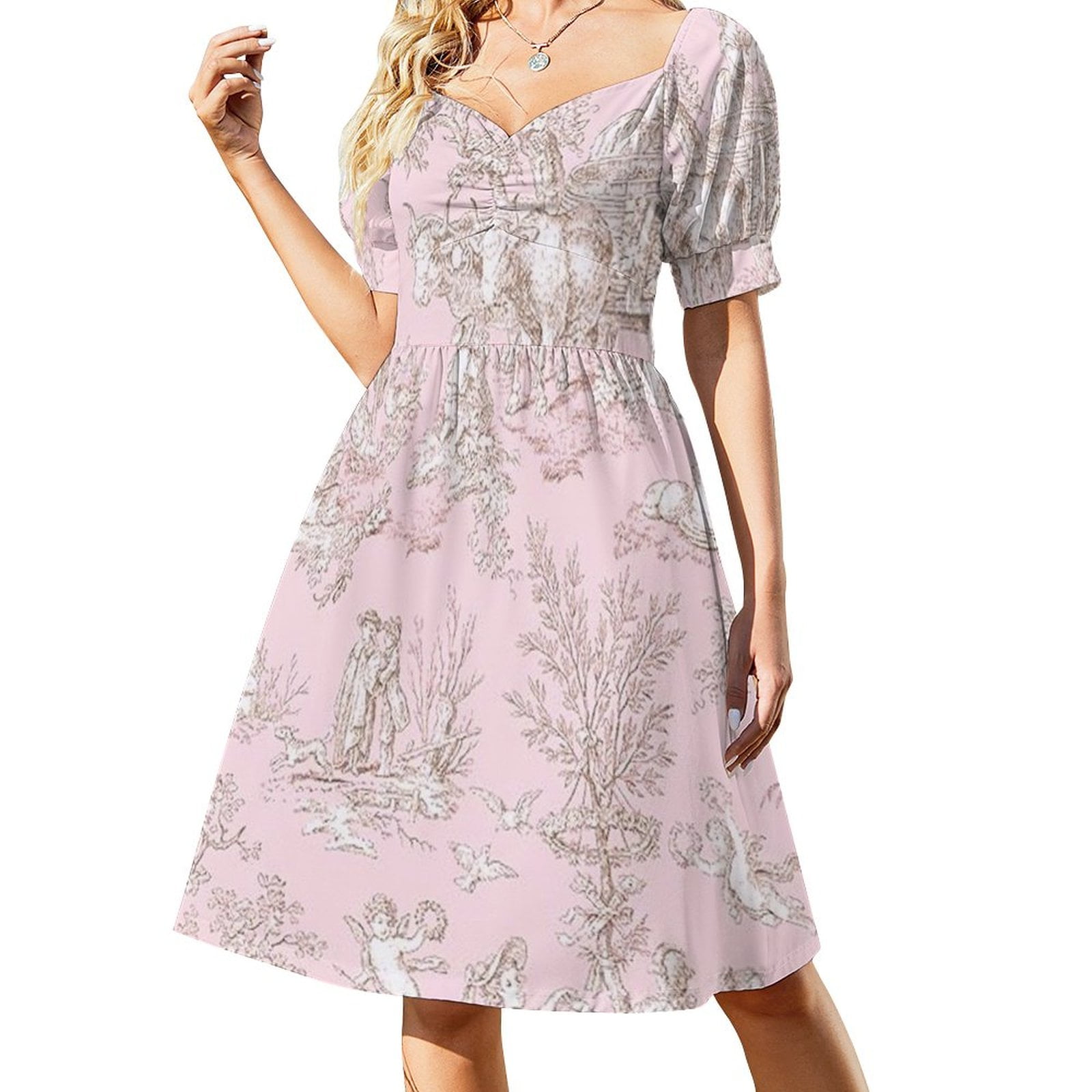 2024 French Country Pink Toile Dress festival outfit women dresses