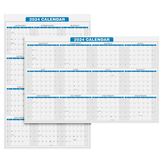 2024 Full Desk Calendar - 11 x 17” Large Size 12 Month Planner - 2 Sided Vertical/Horizontal Reversible - Printed on Thick & Durable 80lb Cardstock (216 GSM) - 2 Per Pack