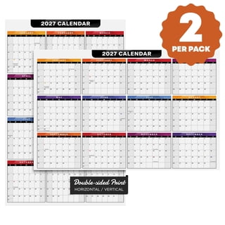 2-Pack 2027 Full Desk Calendar 11x17 - 2 Sided Vertical & Horizontal Reversible Wall Planner - Heavy 80lb Cardstock